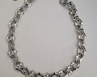 Non-tarnish 304 Stainless Steel Spiked Oval Link Chain Necklace