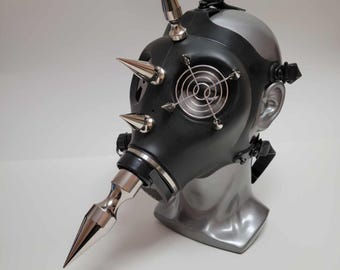 Maschera antigas Cyber Gothic, maschera da rave, maschera Industrial Techno, maschera da DJ, maschera chiodata, maschera facciale gotica, maschera da festival musicale, attrezzatura da rave, maschera antigas punk