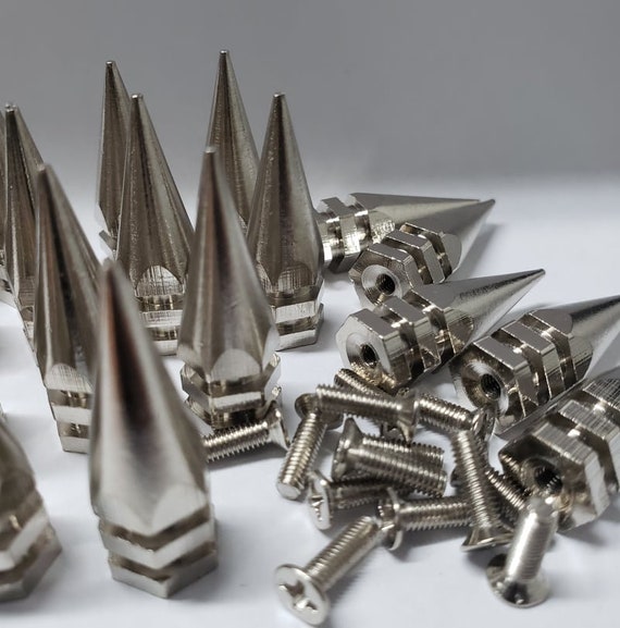 Metal Spikes for Clothes, 100 Sets Metal Cone Spikes Clothing Spikes Tree  Spikes Silver Color Screw Carbon Steel Spikes for Clothing Silver Cone