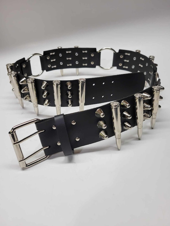 Leather Belt,punk Belt,gothic Studded Leather Belt With Unique