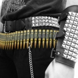 Ceinture de balle, ceinture punk, ceinture gothique, ceinture de balle Heavy Metal, mode punk, mode gothique, accessoires de cosplay, ceinture de costume, costume de l'armée,.308 cal image 10