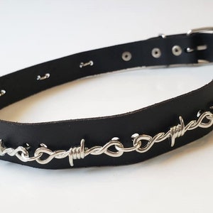 Leather Choker with barbed wire, Goth Punk Biker Fetish cosplay