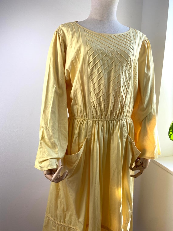 Vintage Betty Barclay yellow cotton dress M/L - image 4