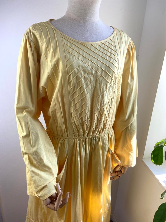 Vintage Betty Barclay yellow cotton dress M/L - image 3