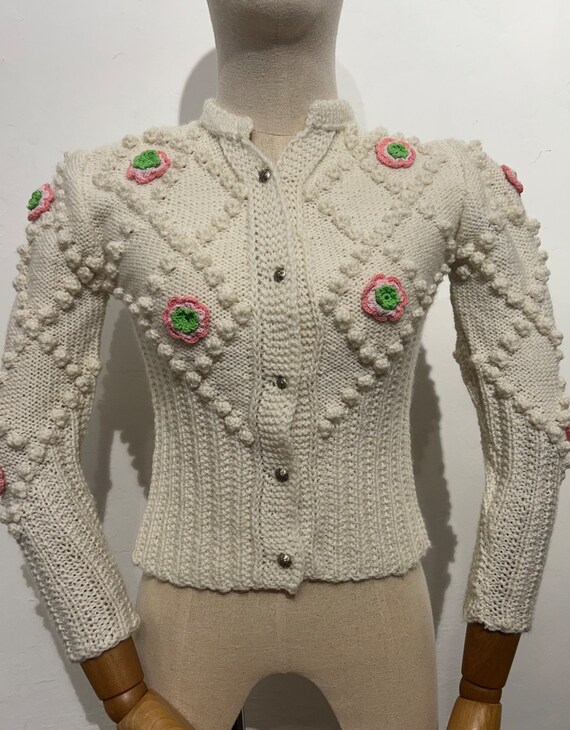 Vintage hand knitted austrian dirndl trachten pop… - image 3