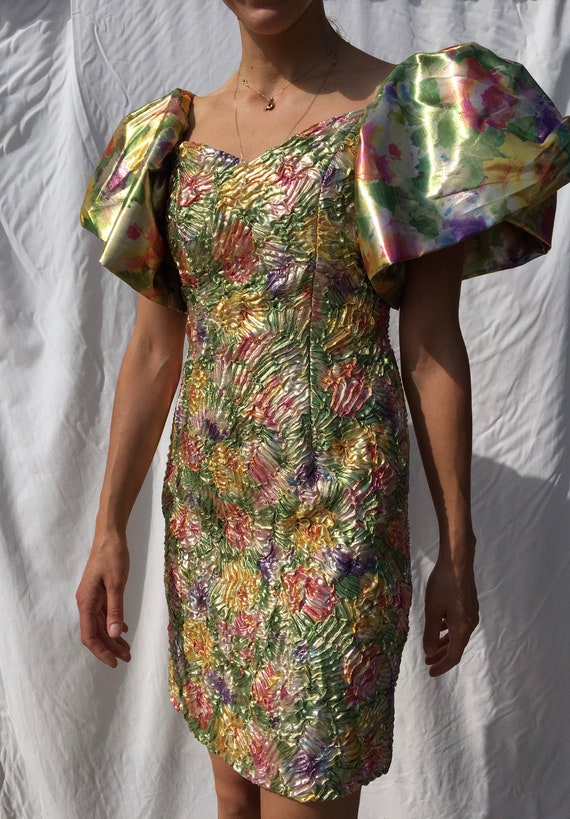 1980s vintage cocktail dress, glamorous golden par
