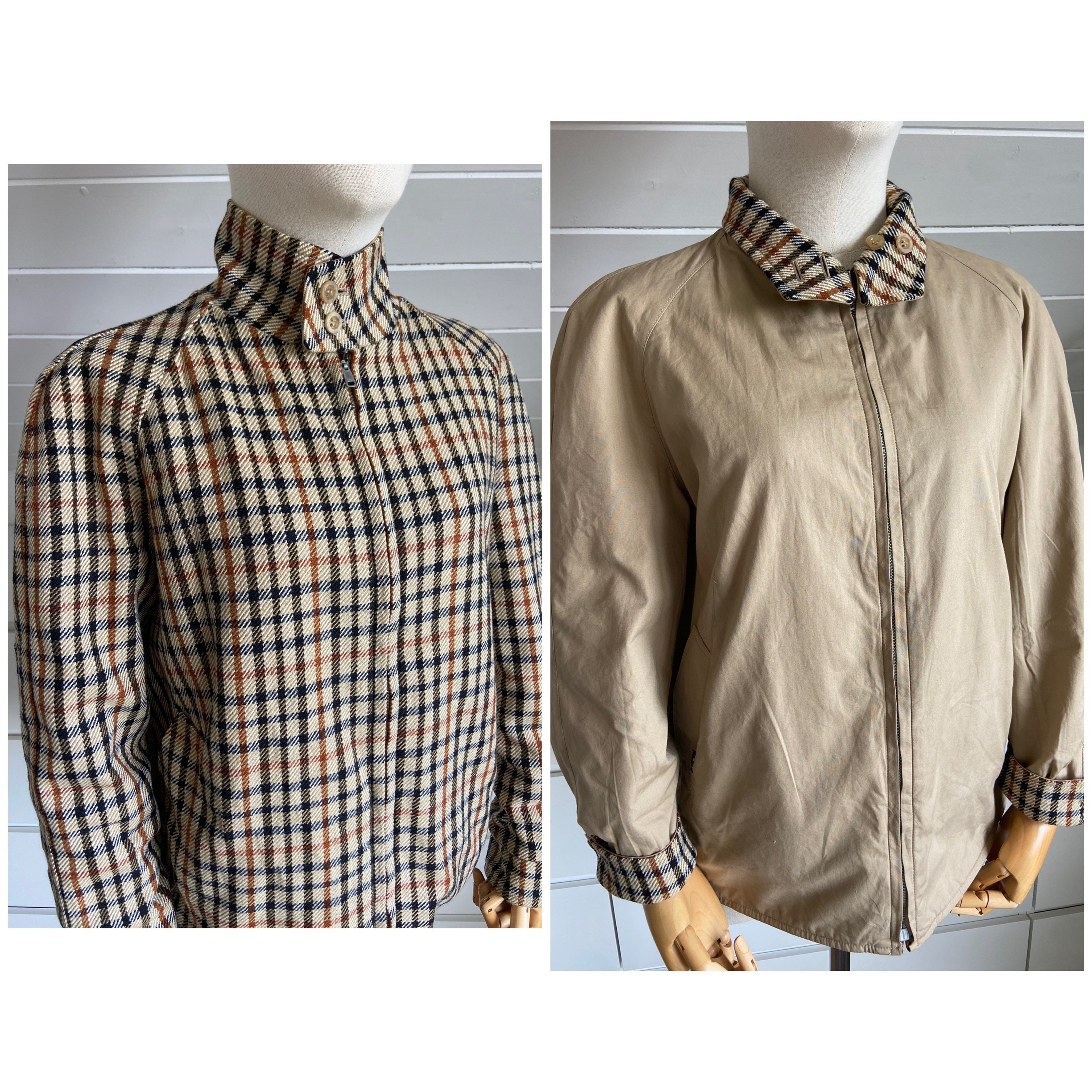 Vintage DAKS Reversible Checkered Plaid Wool Jacket M - Etsy