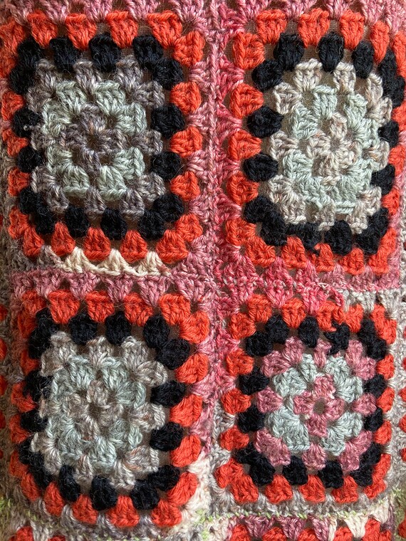 Hand crocheted hand knitted patchwork vest gilet … - image 8