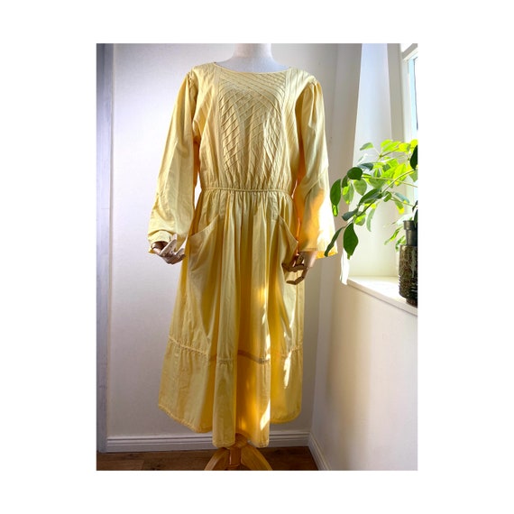 Vintage Betty Barclay yellow cotton dress M/L - image 1