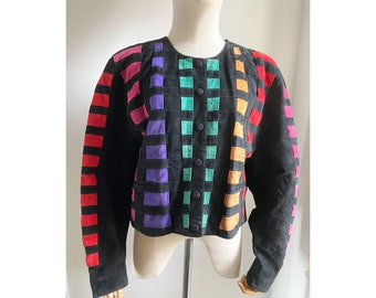 Vintage 1980's suede leather crop jacket M