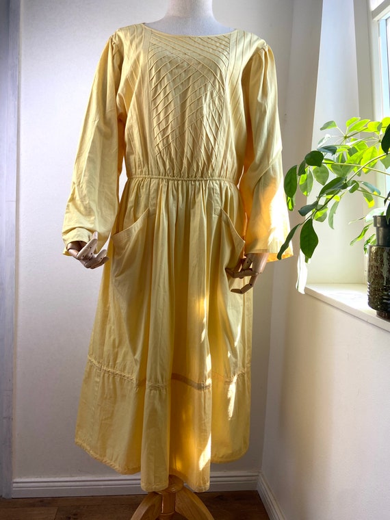 Vintage Betty Barclay yellow cotton dress M/L - image 6