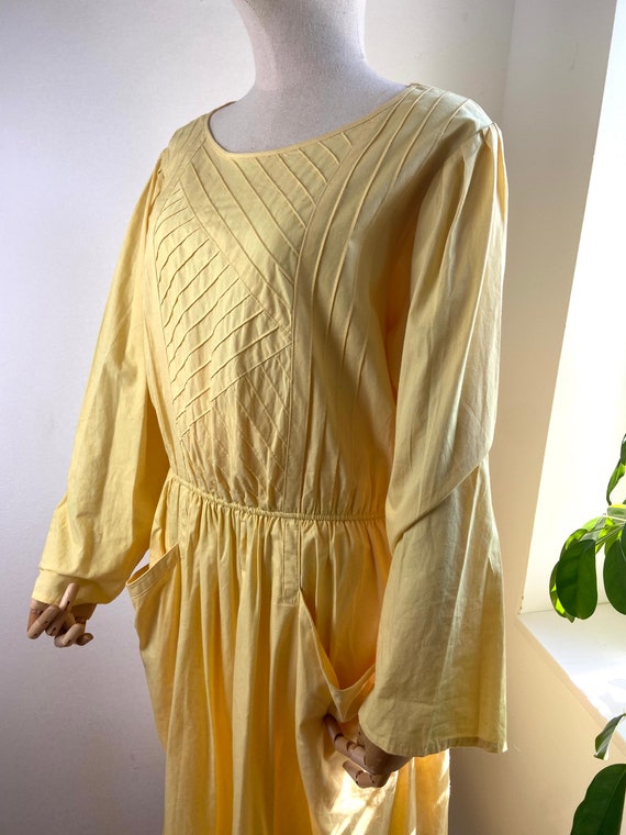 Vintage Betty Barclay yellow cotton dress M/L - image 2