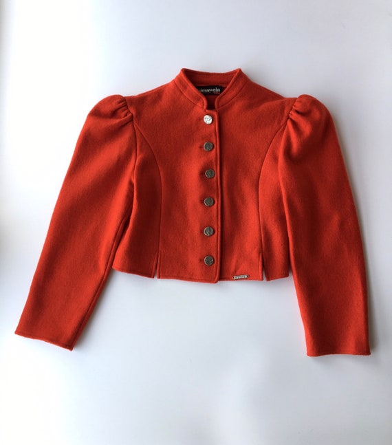 Vintage coral red trachten dirndl tyrollean wool p