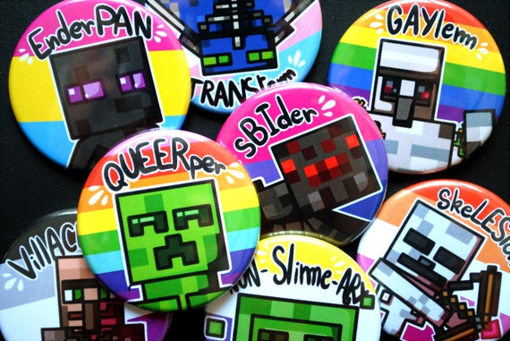 Minecraft Pride Button Badges 45mm Queer Gay Lesbian Etsy