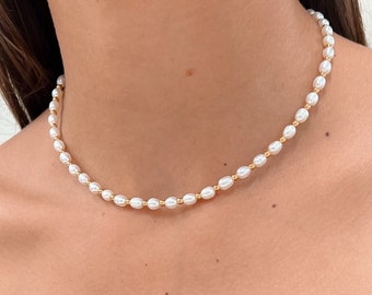 Freshwater Pearl Choker, Tarnish Free Necklace, Simple Pearl Necklace