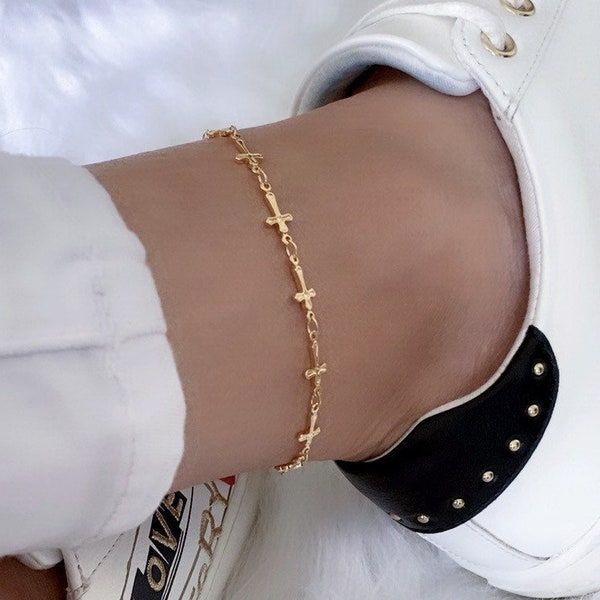 Cross Ankle Bracelet Etsy