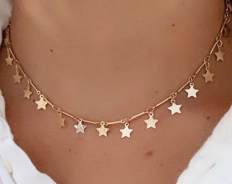 Multi Star Halskette, Gold Stern Halskette, Stern Halskette, Stern Kette, Stern Geschenk für Frauen, zierliche Stern Halskette, Stern Choker