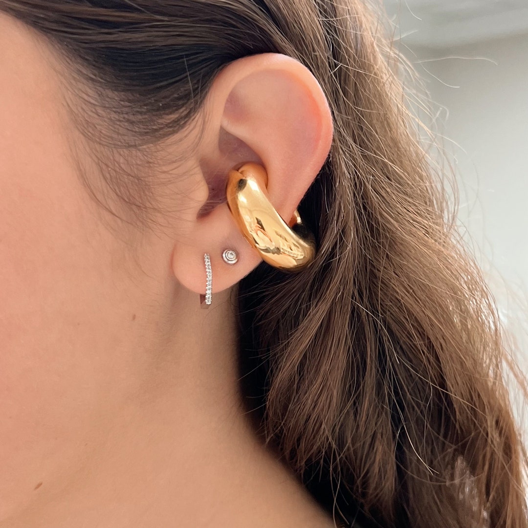 Chunky Ear Cuff, Big Ear Cuff, Wide Ear Cuff, Tarnish Free, Lightweight ...
