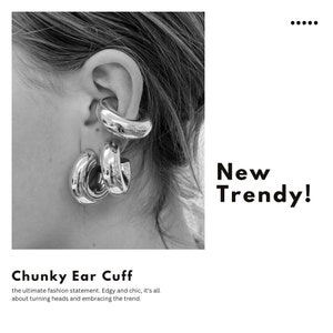 Chunky Ear Cuff, Big Ear Cuff, Wide Ear Cuff, Tarnish Free, Lightweight ...