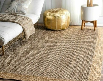Rug Jute Rug Carpet Runner Natural Rectangle Handmade Rustic Look Braided Stylish 100% Natural Jute Rugs