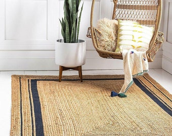 Tapis Jute Tapis Runner Naturel Rectangle Fait À La Main Rustique Look Tressé Élégant 100% JUTE NATUREL