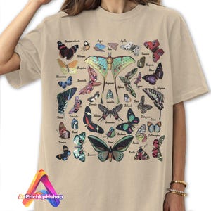 Vintage Butterfly & Moth TShirt, Vintage Butterfly Shirt, Cottagecore Aesthetic Shirt, Moth Shirt, Gift For Her, Nature Lover Tee