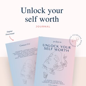 Ontgrendel uw eigenwaardedagboek met affirmaties voor zelfliefde | werkboek voor eigenwaarde | werkboek vertrouwen | zelf coaching