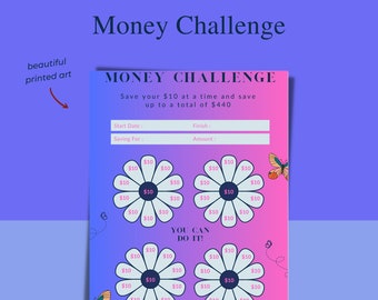 Petal Mini Money Savings Challenge Printable | Save 440 | Savings Tracker | Savings Planner | Envelope Stuffing | Budgeting | Emergency Fund