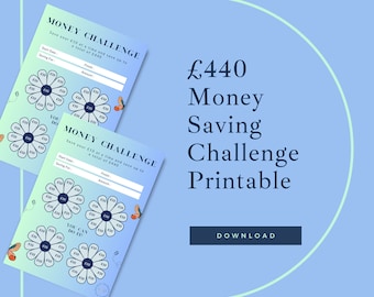 British Pound | Petal Mini Money Savings Challenge Printable | Save 440 | Savings Tracker | Savings Planner | Budgeting | Emergency Fund