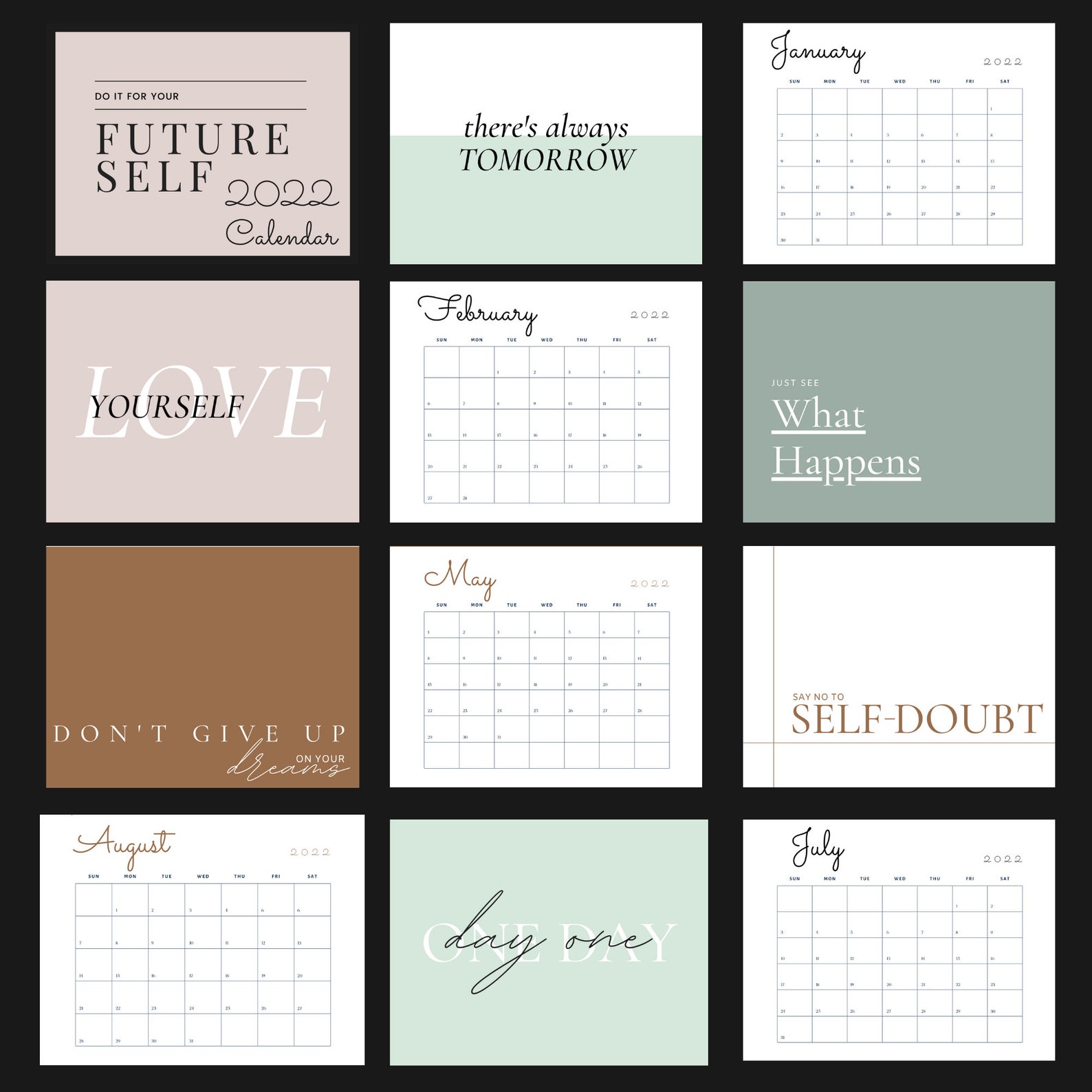 Motivational Digital Wall Planning Calendar 2022 Etsy