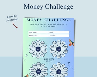 Petal Mini Money Savings Challenge Printable | Save 440 | Savings Tracker | Savings Planner | Envelope Stuffing | Budgeting | Emergency Fund