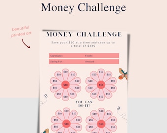 Petal Mini Money Savings Challenge Printable | Save 440 | Savings Tracker | Savings Planner | Envelope Stuffing | Budgeting | Emergency Fund