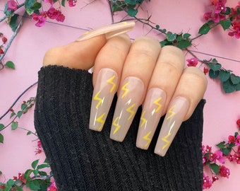 Perno aclarante Uñas Falsas / Brillantes / Uñas de Verano / Uñas de Gel pintadas a Mano / Uñas Falsas / Uñas de Lujo