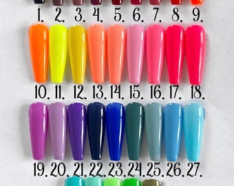 Uñas postizas brillantes / neón / Uñas postizas de color sólido / Uñas de gel pintadas a mano / Elige tu color / Uñas falsas / Uñas de lujo