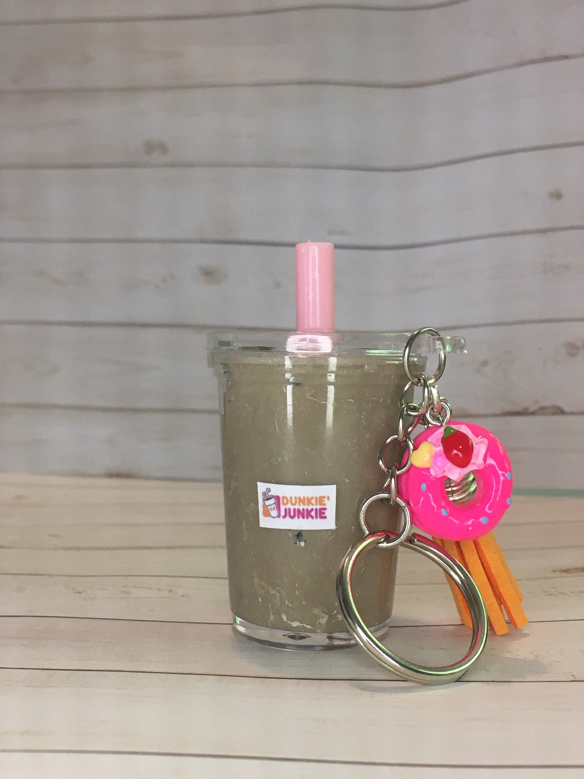 Dunkin iced coffee keychain Etsy