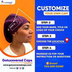 CUSTOM SCRUB CAP for Women | Satin Lined Scrub Hats for Women | Extra Large Silk Lined Scrub Hats | Satin Lined Caps by Gotucovered Caps