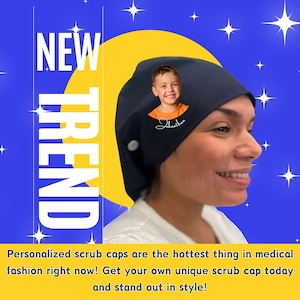 CUSTOM PHOTO SCRUB Hat || Add Your Favorite Photo to Your Scrub Cap - Perfect Custom Gift for Medical by Gotucovered Caps #1 Scrub Cap Brand