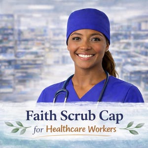 Faith Scrub Cap for Healthcare Workers, Christian Scrub Cap with Embroidery, Unisex Tie Back Surgical Caps, Inspirational Medical Scrub Hat
