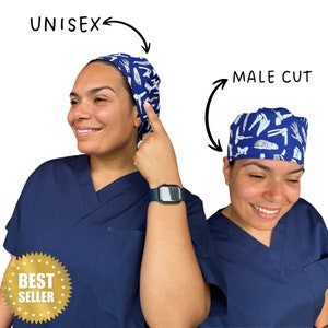 Gorro Quirúrgico con Huesos | Gorro Médico Unisex o Para Hombre | Ortopedia, Veterinaria, Radiología, Dental, Estudiante Médico | Gorro Azul