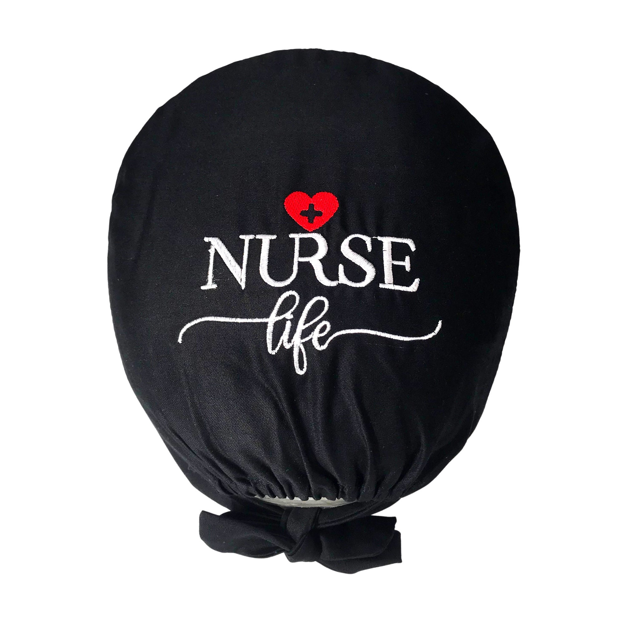 Black Scrub Cap With Nurse Life Embroidery Cute Nurses Cap Etsy