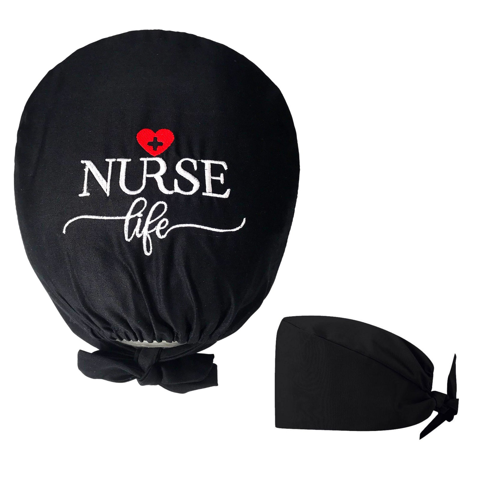 Black Scrub Cap With Nurse Life Embroidery Cute Nurses Cap Etsy