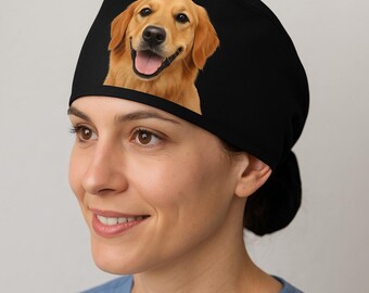 Personalisierte Haustier Latzmütze mit Foto – Personalisiertes Vet Tech Geschenk für Tierliebhaber – Hund Katze Krankenschwester Kappe – Individuell bedruckte Scrub Haube