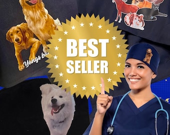Personalized Pet Photo Scrub Cap - Take Your Pet to Work in Style! - Add a Photo of Your Pet to Your Scrub Cap