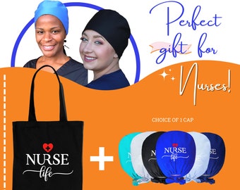 FREE MATCHING TOTE Bag with the Purchase of our Exclusive Nurse Life Embroidery Design Scrub Cap for Nurses