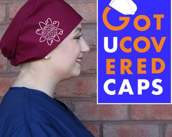 Frestree Pumpkin Ghost Spider Web Bat Print Gourd-Shaped Scrub Hat For