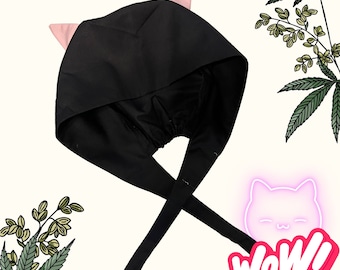 Cat Ears Surgical Scrub Cap: Black Kitty Hat for Women
