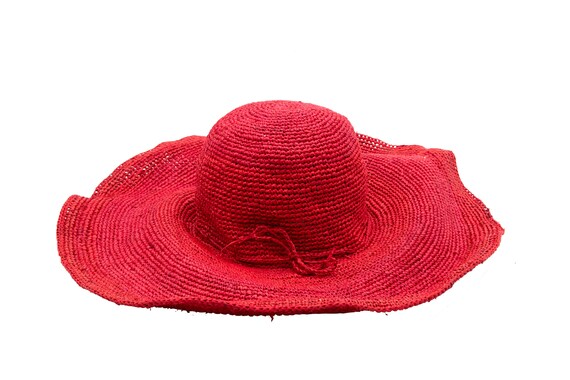 Summer Hat/ Sun Hat /red Hat/ Raffia 
