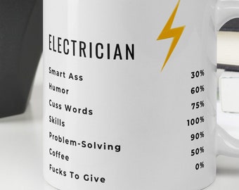 Electrician Gifts for Men, Funny Electrician Mug, Electrician Birthday Gifts White glossy mug