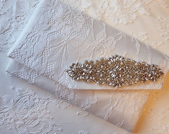 Bridal lace bag,wedding clutch bag,ivory wedding purse