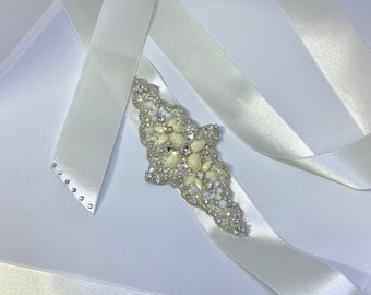 Elfenbein und Vintage Silber BrautGürtel, Hochzeit Schärpe, Braut Zubehör